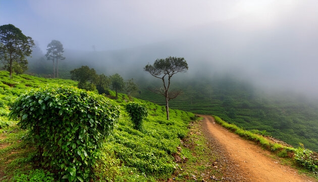peppercorn creeper in the way to view point hill in lambasingi also called as andhra ooty in foggy morning