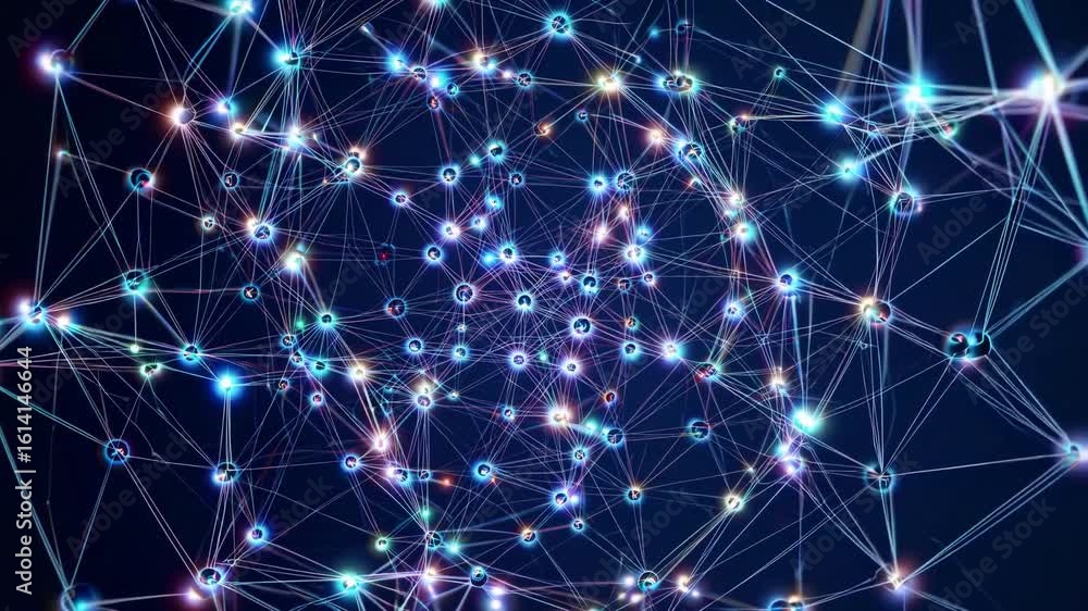 Poster vibrant digital network scene pulsating digital canvas for hightech campaigns, inspiring innovation 