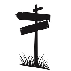 Black and White Wooden Signpost with Arrows