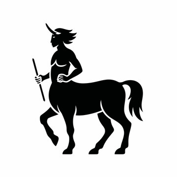 Centaur Warrior Silhouette with Spear Design