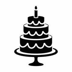 Three-Tiered Birthday Cake Icon Design