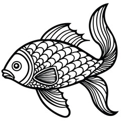 Mandala style fish with intricate waves and scales