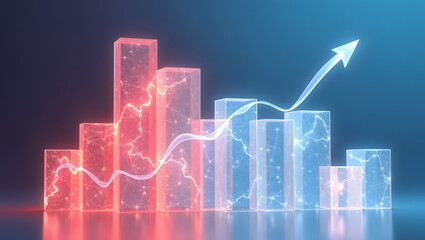 Naklejka premium futuristic digital business growth chart 