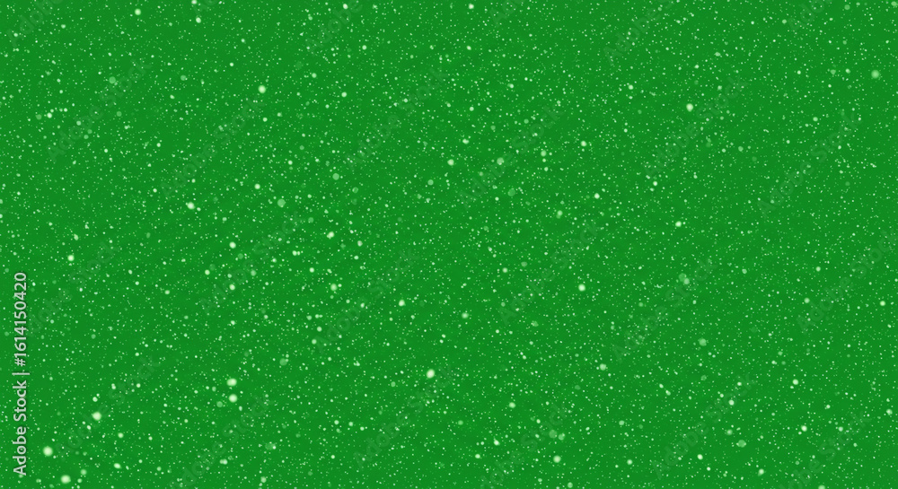 Poster a green background with many small white dots scattered randomly across the entire composition field
