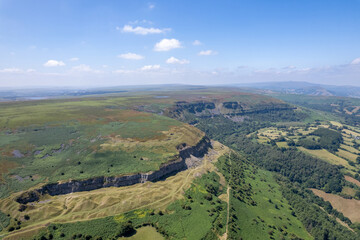 Amazing aerial panorama view of Bannau Brycheiniog National Park, near Crickhowell and Abergavenny