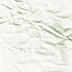 Old wrinkled crumpled green fabric paper, rough grunge texture, grid lines pattern texture background, vintage style wallpaper illustration vector design.