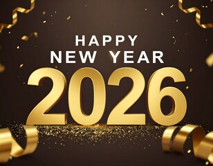 Stylish Happy New Year 2026 Dark Festive Illustration