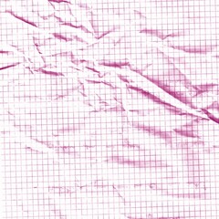 Old wrinkled crumpled pink fabric paper, rough grunge texture, grid lines pattern texture background, vintage style wallpaper illustration vector design.
