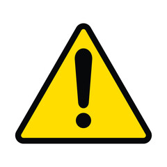 Hazard warning attention sign with exclamation mark symbol in a yellow triangle. Danger Attention icon. Vector illustration isolated on a white background EPS 10. 