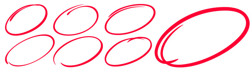 Hand drawn circle highlighter line sketch set. Vector marker circular lines, doodle round circles for message note mark design element. Pencil or pen bubble sketch