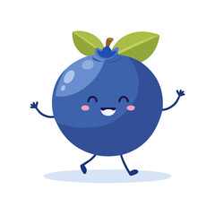 Happy Dancing Blueberry Character Isolated on a Transparent Background