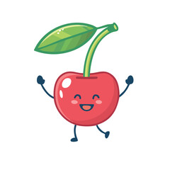 Happy Dancing Cherry Character Isolated on a Transparent Background