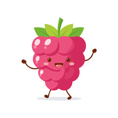 Happy Dancing Raspberry Character Isolated on a Transparent Background