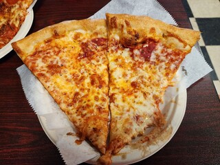 pizza by the slice on a plate