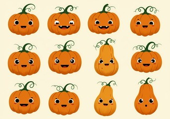 Cute halloween pumpkins vector illustration background pattern for october fall