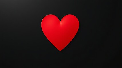 A striking red heart on a textured black background, representing deep emotions and minimalist beauty.