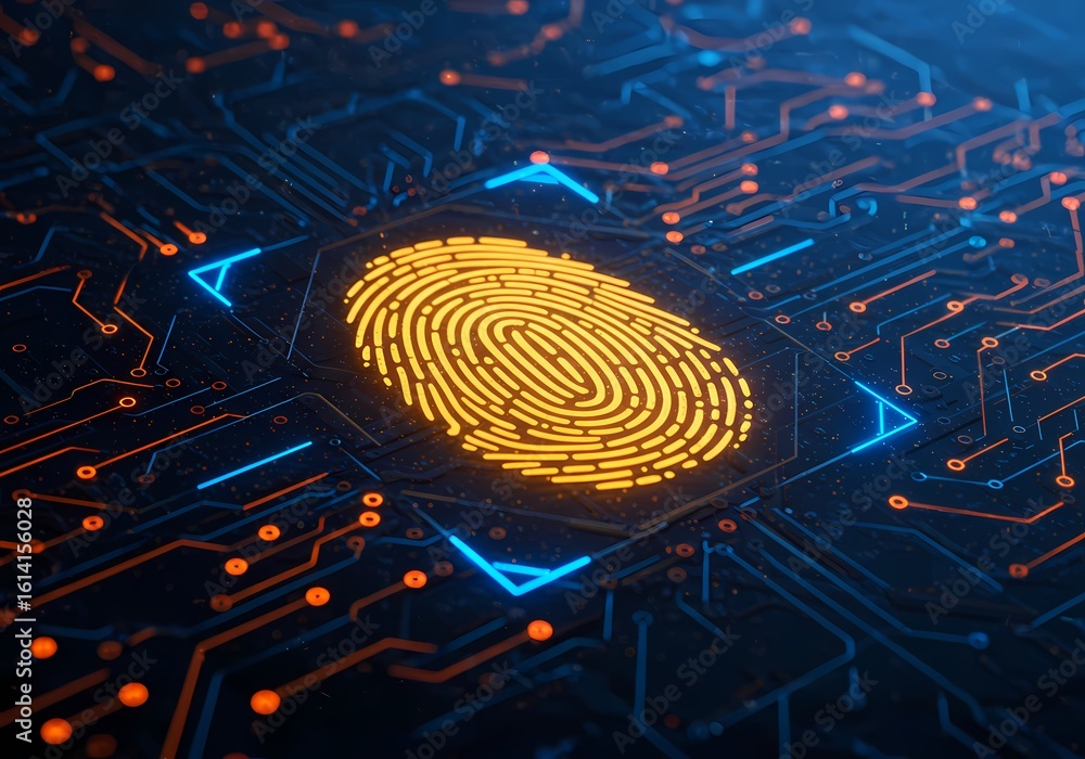 Poster fingerprint security technology digital identification biometric authentication