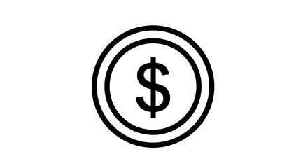 Fototapeta premium Minimalist dollar symbol in black circle for finance and banking design