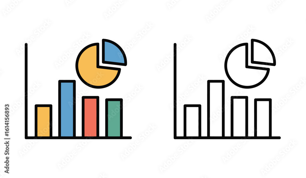 Poster infographic showing statistical data visualized with bar graphs and pie charts for comparison and an
