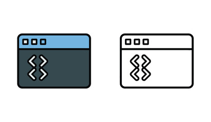 Website Development Icons Displaying Coding Language and Programming Applications for Software Engineers
