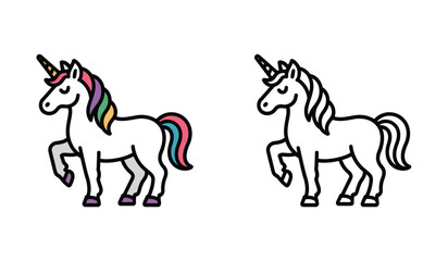 Charming Unicorn Cartoon Illustrations Playful Magical Creatures for Children's Books and Fantasy Designs