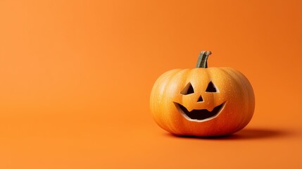 Halloween pumpkin on orange background