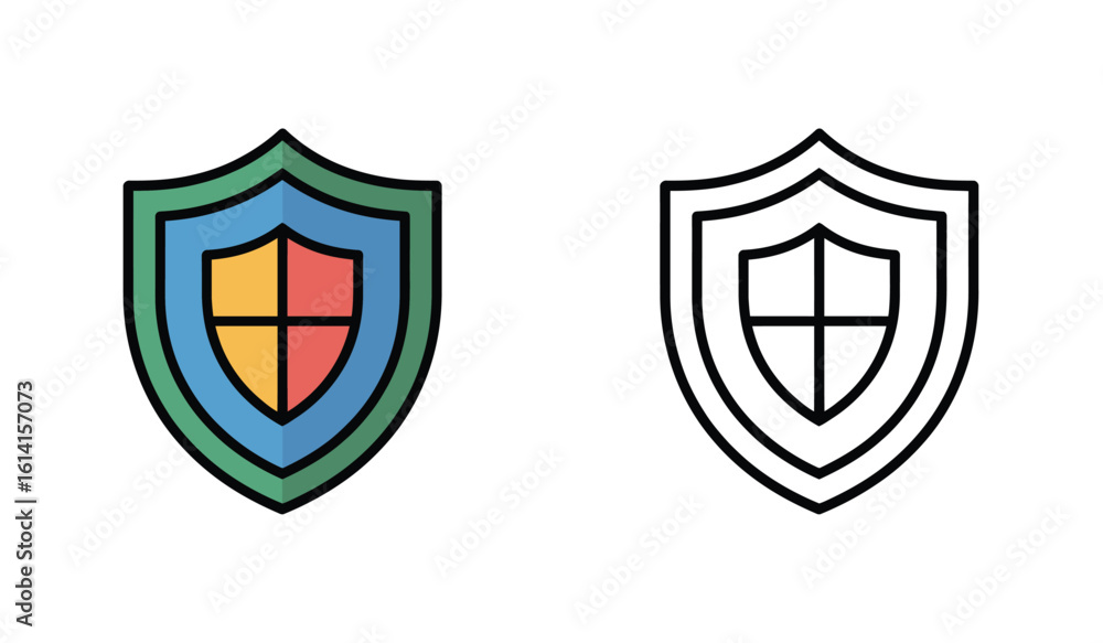 Aufkleber digital security icons shields representing online protection and cyber safety for computer systems