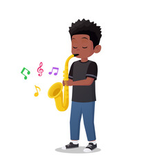 Jazz Boy playing saxophone vector illustration