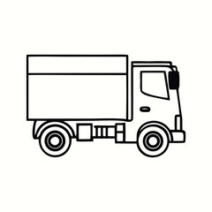 Line art pick up van / taxi,, delivery van, Line art delivery van, Black and white taxi van