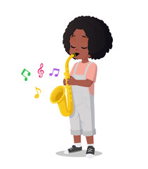 Jazz Girl playing saxophone vector illustration