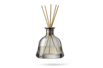 Elegant reed diffuser with aroma sticks, isolated on transparent background