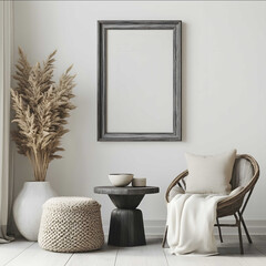 fancy and cute gray portrait frame on a white wall The portrait frame should look like the one from the tv show Friends