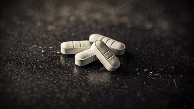 Vintage collodion process captures white pills on dark surface