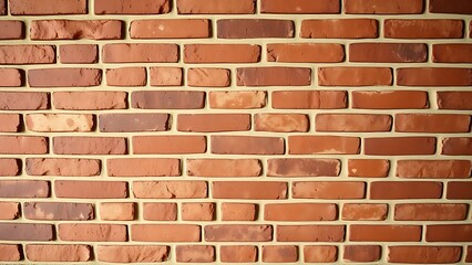 Obraz premium Close-up of a red brick wall with vintage warm tones and detailed surface texture under even lighting.