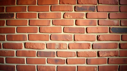 Obraz premium Close-up view of a textured red brick wall with warm vintage tones and even lighting.