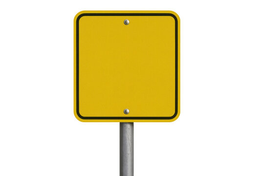 Blank yellow road sign with transparent background is waiting for your text