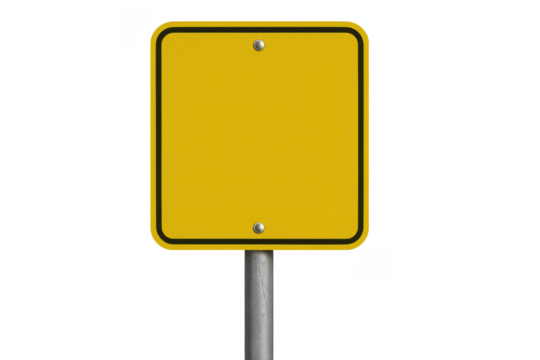 Blank yellow road sign with transparent background is waiting for your text