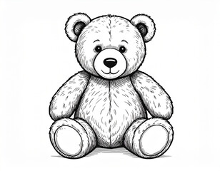 Simple Sketch of A Teddy Bear, Illustration.