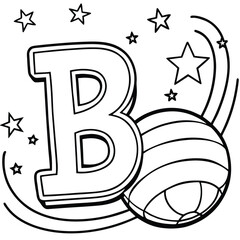Bold letter b with a bouncing ball and motion lines