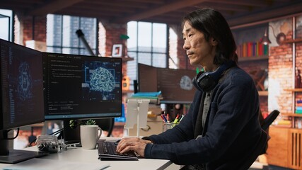 AI startup senior programmer overseeing deep learning application, thinking how to improve...