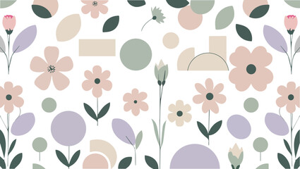 Fototapeta premium Charming abstract floral pattern with soft pastel colors and organic shapes, perfect for decor
