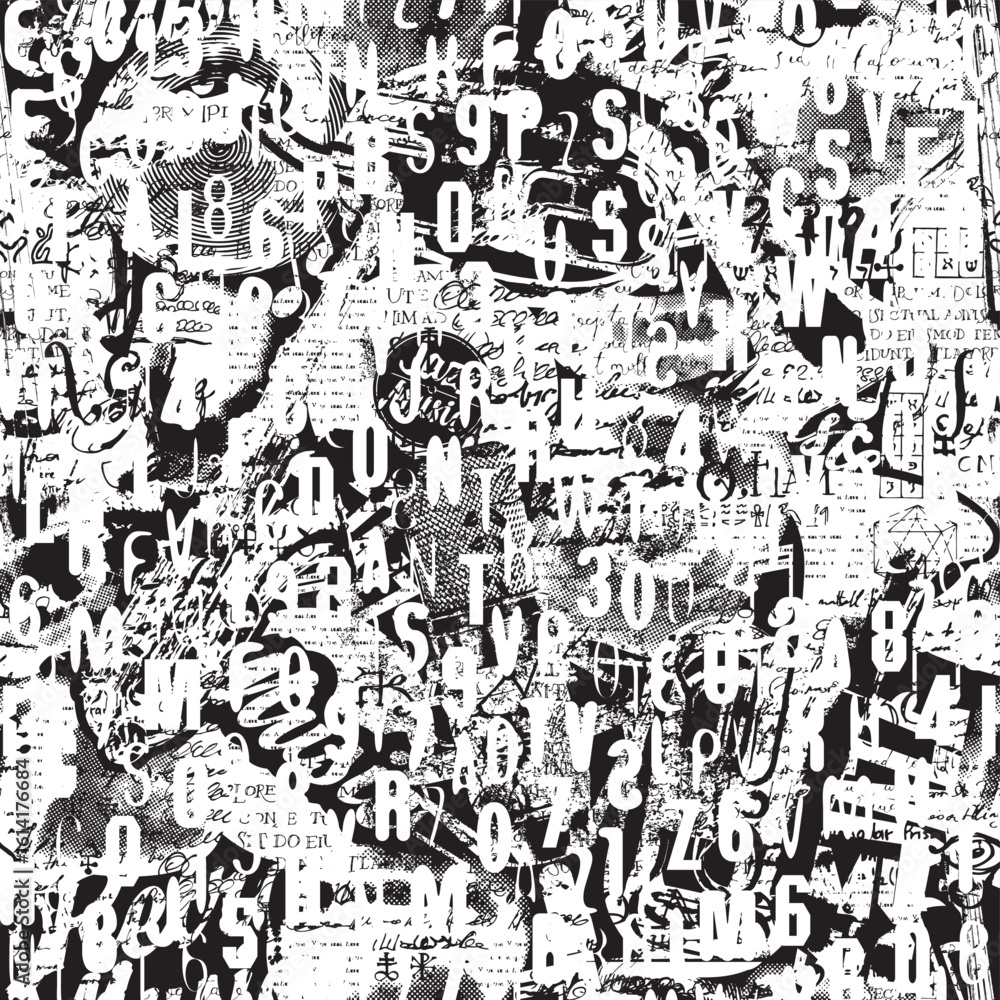 Poster abstract seamless pattern consisting of font. vector background with capital english latin letters a
