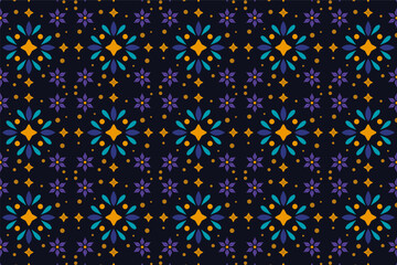 Decorative pattern with blue flowers