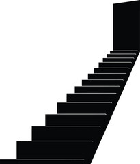 Obraz premium Surreal Stairway to Floating Door in Sky - Minimalist Flat Vector Silhouette