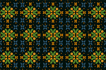 Floral pattern with green leaves