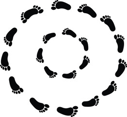Spiral Footprint Trail Silhouette Vector