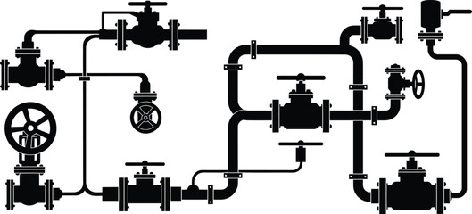 Minimalist Industrial Pipeline Vector Silhouette Design