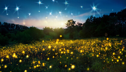 a field of tiny fireflies
