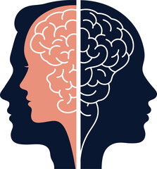 Brain formed by faces in profile - minimal vector