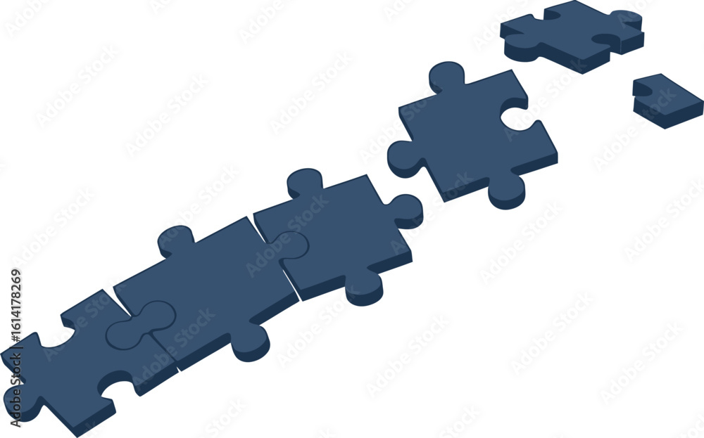 Poster minimalist abstract vector puzzle pieces floating apart